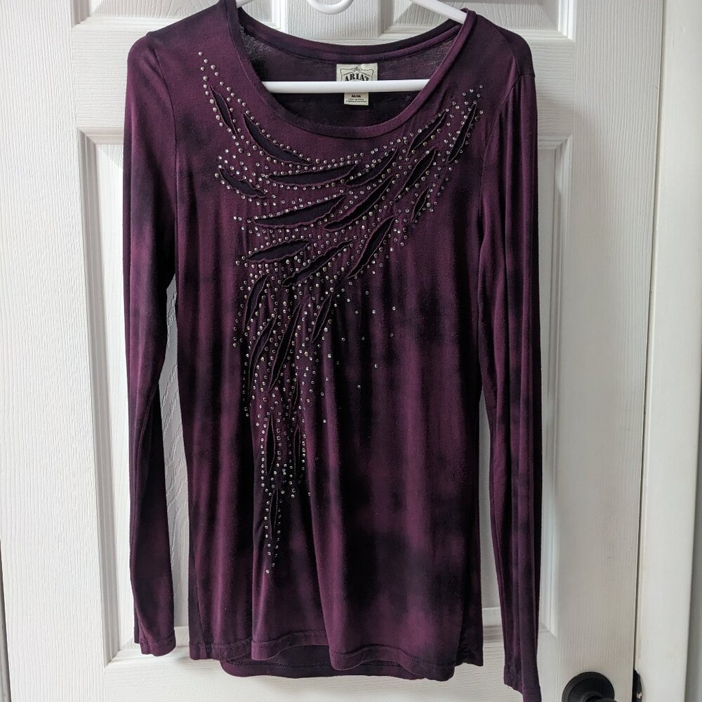 Ariat Fitted Long-Sleeve Burgundy/Black T-Shirt - Medium